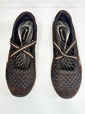 Champion Brown Quilted Slip-On Flats with Cross Straps
